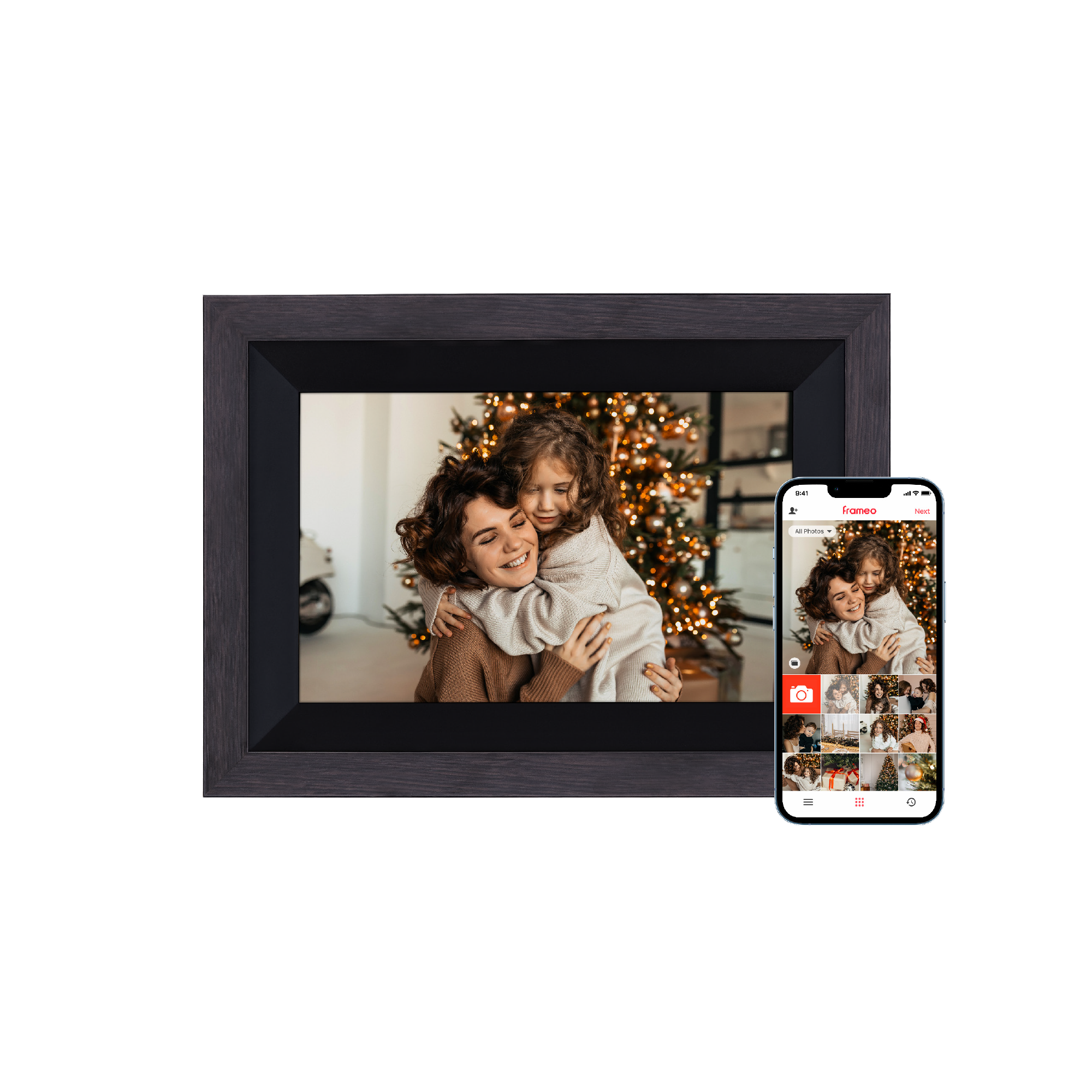 Smarter Bilderrahmen | 10" Diagonale | Wifi | App Steuerung | Holzrahmen | Modell 105