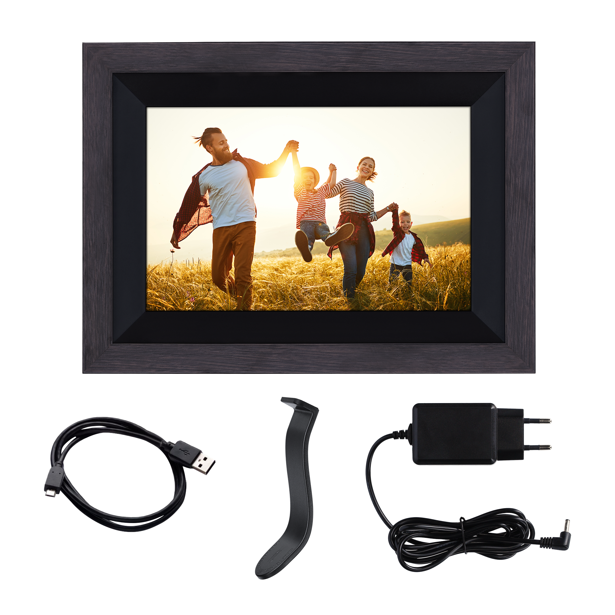 Smarter Bilderrahmen | 10" Diagonale | Wifi | App Steuerung | Holzrahmen | Modell 105